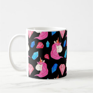 Mug Unicorne, cristaux : magique motif aquarelle.