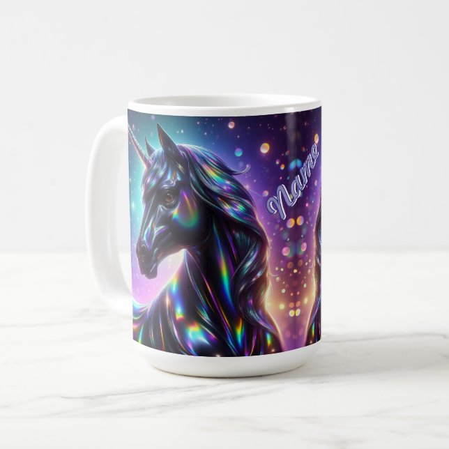Mug Unicorne dans un Arrière - plan étincelant (Devant gauche)