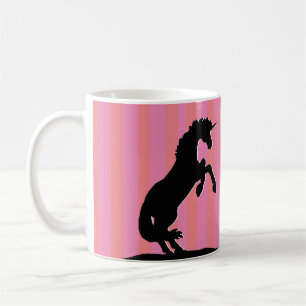 Mug Unicorne d'élevage noir (rayé rose)