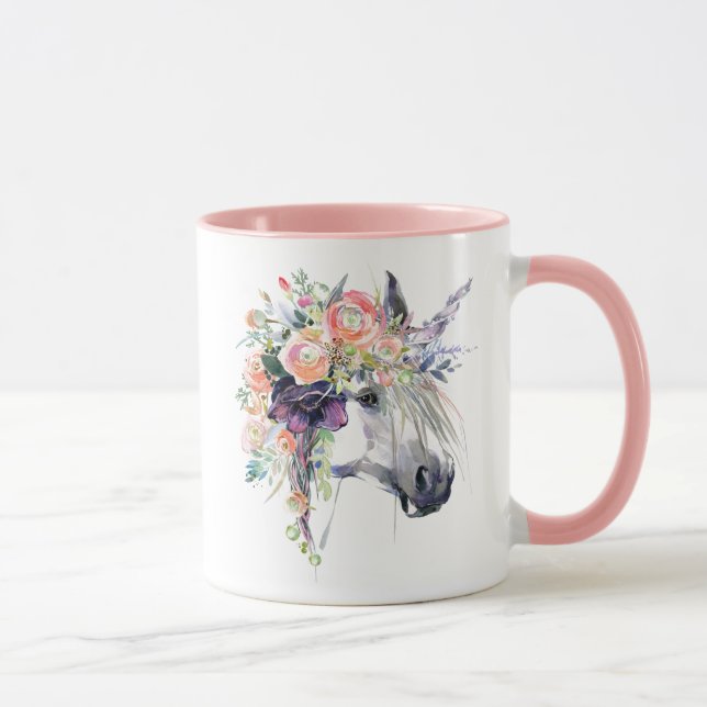 Mug Unicorne en fleurs (Droite)