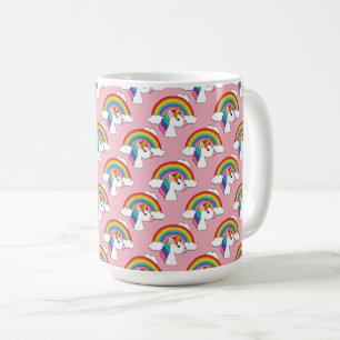 Mug Unicorne et arc-en-ciel avec nuages Kawaii