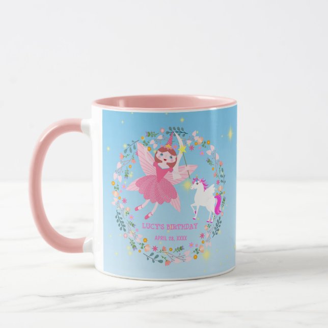 Mug Unicorne et Fairy Magie fête d'anniversaire (Gauche)