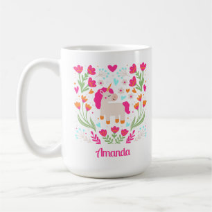 Mug Unicorne florale personnalisée