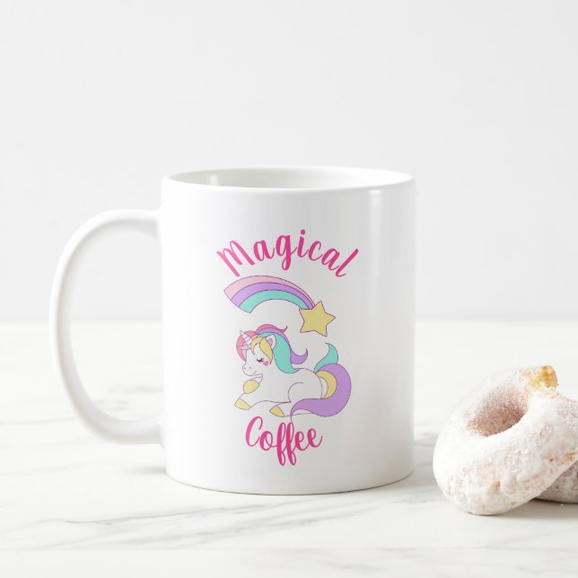 Mug Unicorne magique avec Rainbow Shooting Star (Avec donut)