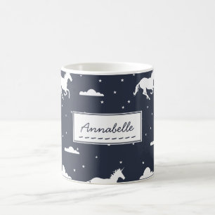 Mug Unicorne Midnight Sky Motif Personnalisé Bleu
