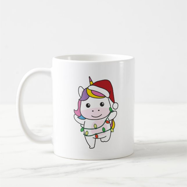 Mug Unicorne Noël Animaux d'hiver de vacances Unicorne (Gauche)
