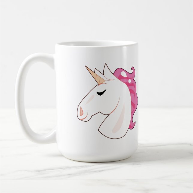 Mug Unicorne poil rose blanc enfant enfant (Gauche)