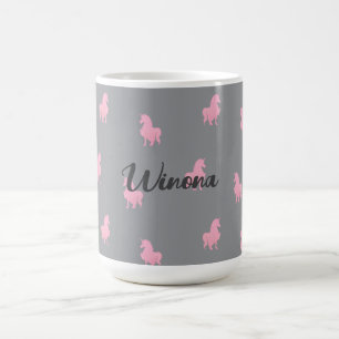 Mug Unicorne rose invisible sur gris