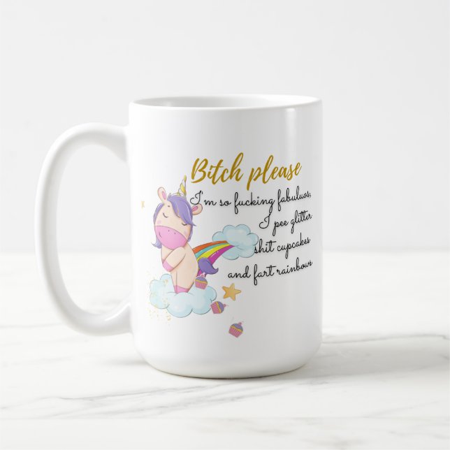 Mug Unicorne rose Je suis tellement fabuleuse, parties (Gauche)