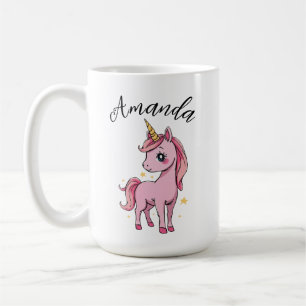 Mug Unicorne rose mignonne Stars Nom de la fille