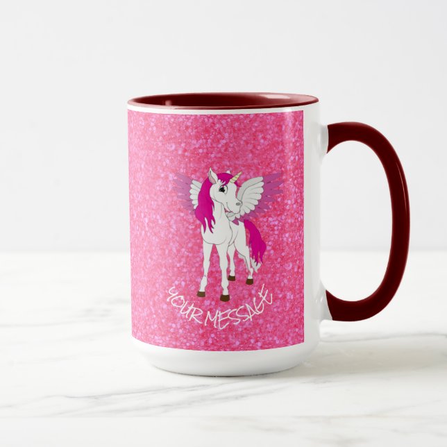 Mug Unicorne rose parties scintillant (Droite)