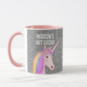 Mug Unicorne rose personnalisée Parties scintillant pa