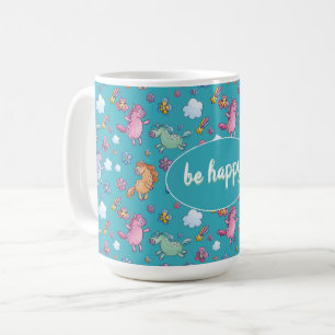 Mug Unicornes lunaires et jolies fleurs lumineuses