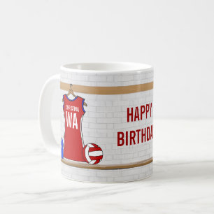 Mug Uniforme de Custom Netball Red with Blue and White