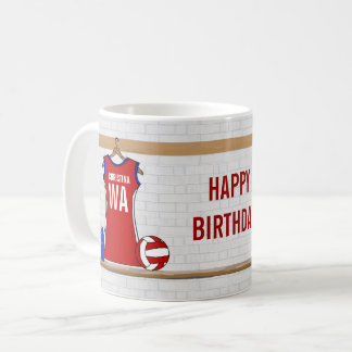 Mug Uniforme de Custom Netball Red with Blue and White