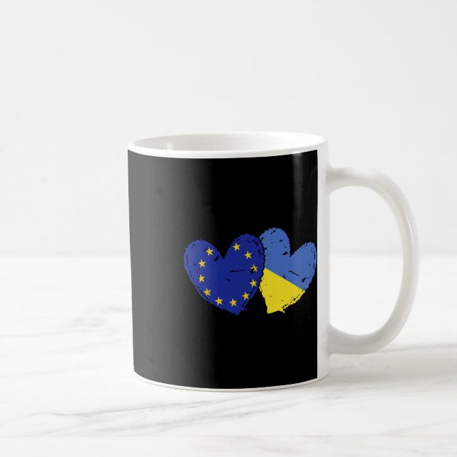Mug Union européenne Ukraine Cœur Drapeaux Eu Ukrainie (Droite)