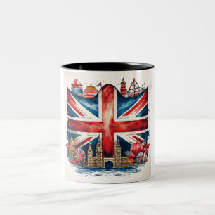Mug Union Jack avec des monuments britanniques emb