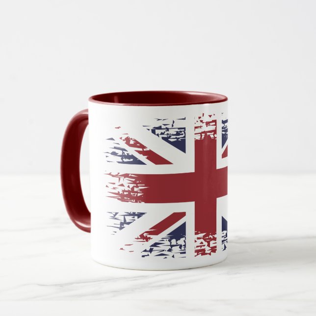 Mug Union Jack (drapeau britannique), style grunge (Devant gauche)