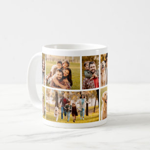 Mug Unique 10 Photo Collage Simple Blanc