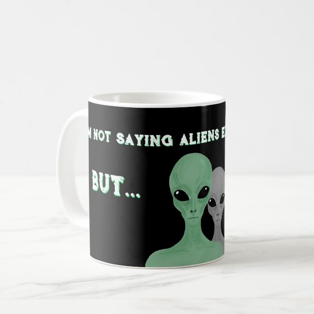 Mug Unique Hand Drawn Multi Coloured Aliens  (Devant gauche)
