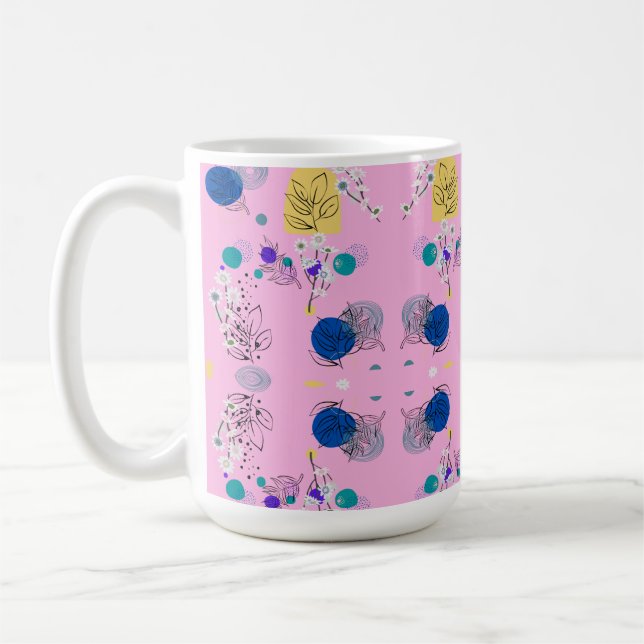 Mug Unique Moderne Fleurs de stract couleur rose (Gauche)
