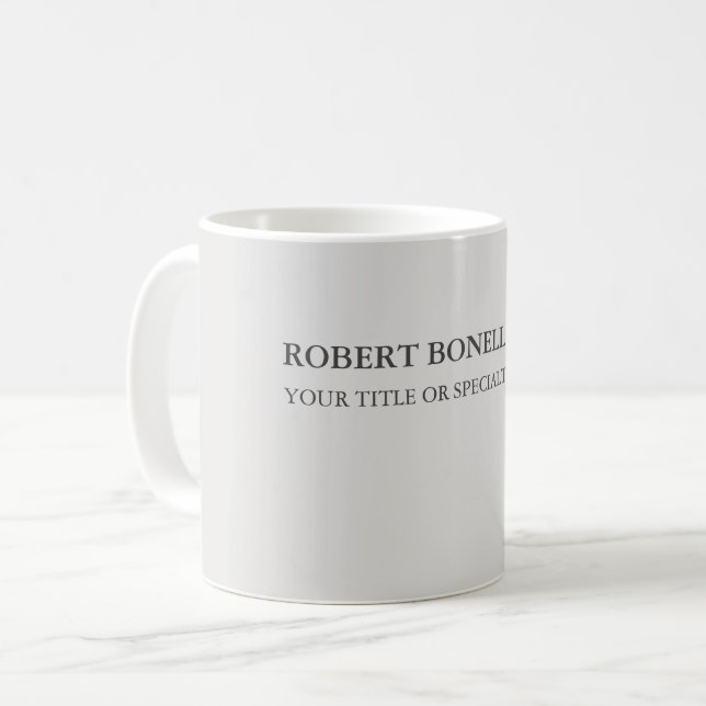 Mug Unique moderne Platinum Gris élégant minimaliste (Devant gauche)