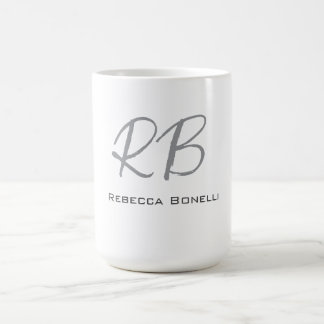 Mug Unique Monogramme gris blanc moderne