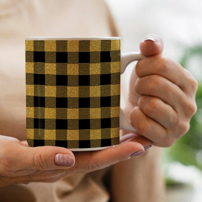 Mug Unique or et noir Buffalo plaid Décor (Créateur téléchargé)