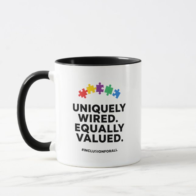 Mug Uniquely Wired Equally Valued Awareness Art (Gauche)