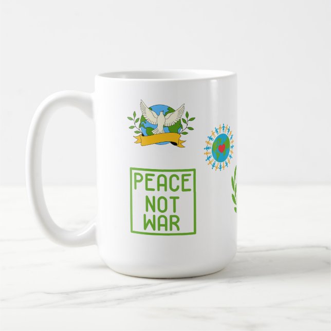 MUG UNITÉ PAS DE GUERRE ACCENT BLANC SIP DE PAIX   (Gauche)