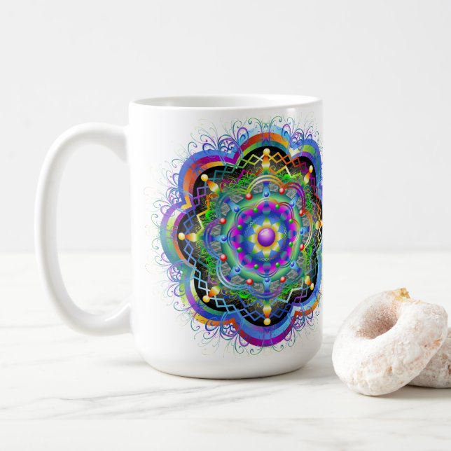 Mug Univers Mandala Couleurs Psychédéliques (Avec donut)