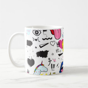 Mug Universal trend hand drawing seamless pattern. Tre