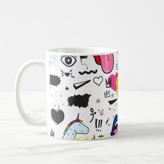 Mug Universal trend hand drawing seamless pattern. Tre (Gauche)