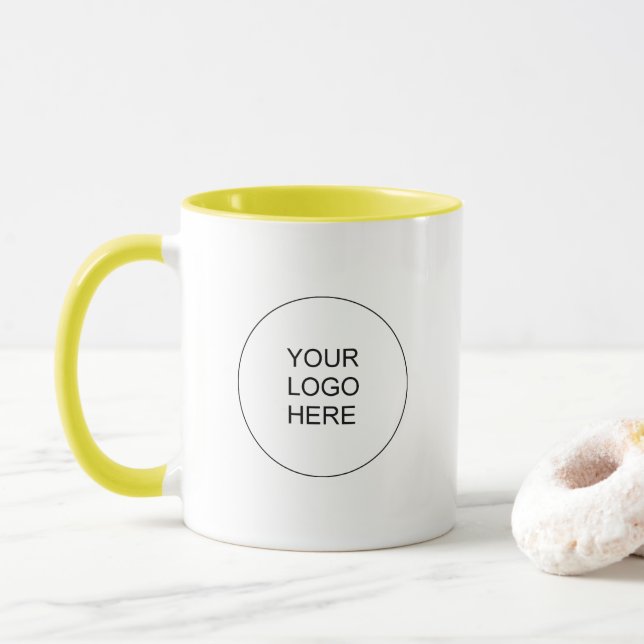 Mug Upload Your Own Logo Elegant Modern Promotional (Avec donut)