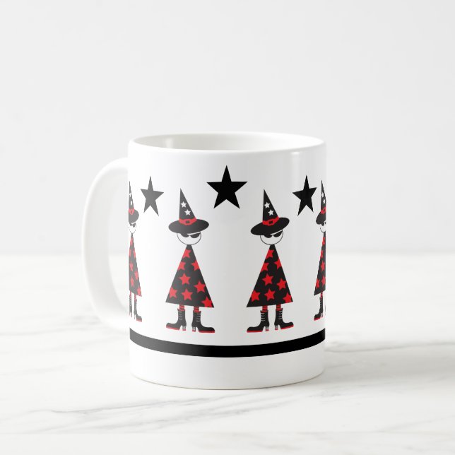 Mug Urbain Halloween Witch Star Motif Rouge Noir (Devant gauche)