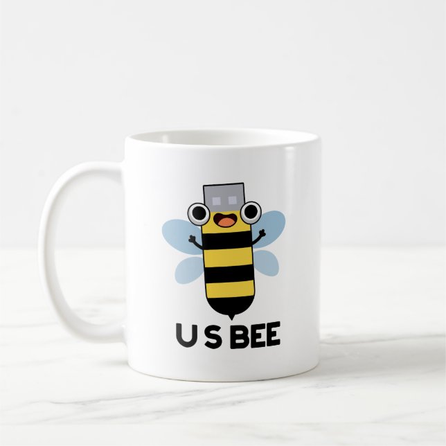 Mug US Bee Funny USB Technical Pun (Gauche)