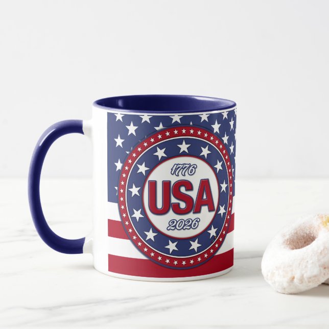 Mug USA 1776 - 2026 With USA Flag (Avec donut)