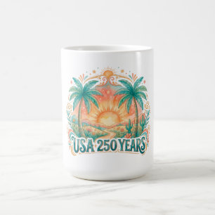 Mug USA 250 Ans Palmiers Patriotique Lever de Soleil D
