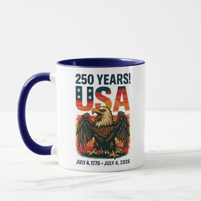 Mug USA 250 Years - Patriotic Bald Eagle 4 juillet 202 (Gauche)