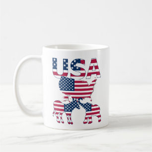 Mug USA Carte Donkey Elephant sur le drapeau Élections