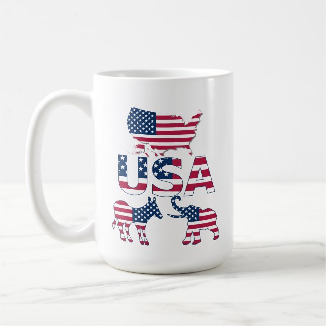 Mug USA Carte du drapeau Élections politiques de l'élé (Gauche)