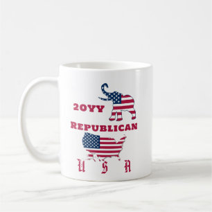 Mug USA Carte du drapeau Parti républicain Eléphant Él