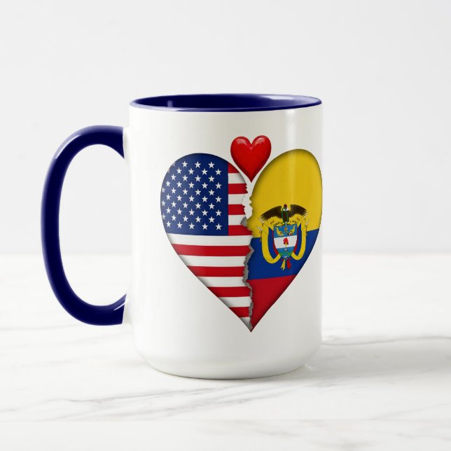 Mug USA Colombie Drapeaux cœurs Patrimoine hispanique  (Gauche)
