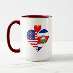 Mug USA Costa Rica Drapeaux cœur Patrimoine hispanique