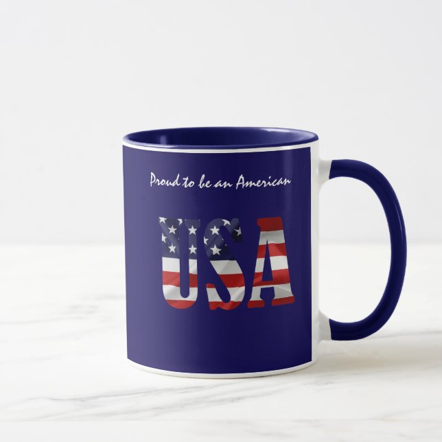 Mug USA Fier d'être un Américain personnalisable (Droite)