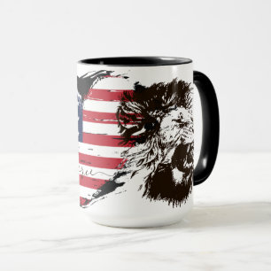 Mug USA Fierce Coeur Drapeau Lion Patriotique