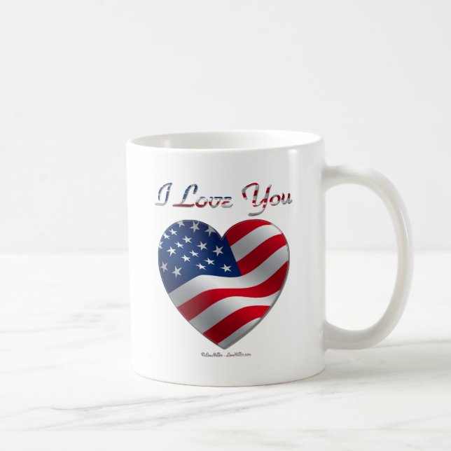 Mug USA Flag Heart Je t'aime (Droite)