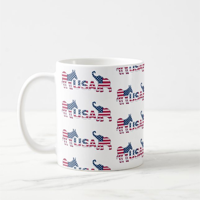 Mug USA Politique Démocratique Donkey Republican Eleph (Gauche)