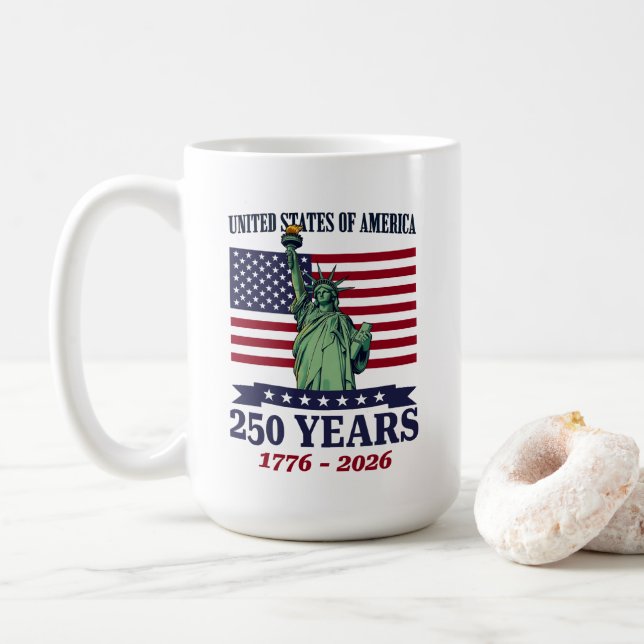 Mug USA Statue of Liberty 250 Years 1776-2026 (Avec donut)
