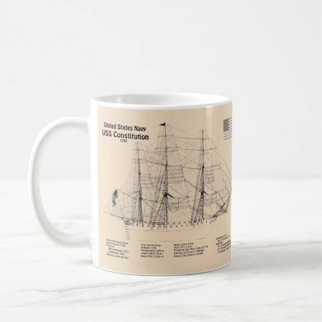 Mug USS Constitution - Plans de conception de navire S (Gauche)